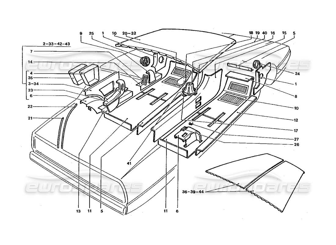 ferrari 400 gt / 400i (coachwork) inner carpets & trim part diagram