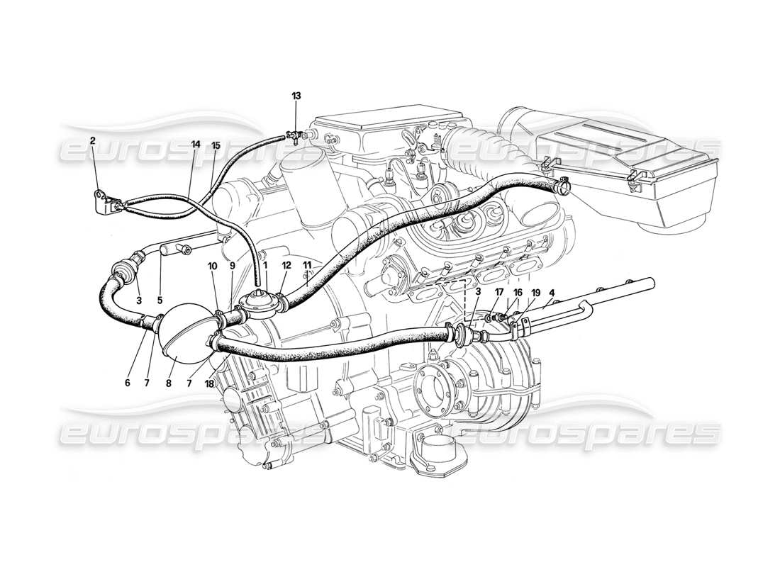 ferrari mondial 3.2 qv (1987) air injection (for ch version) parts diagram