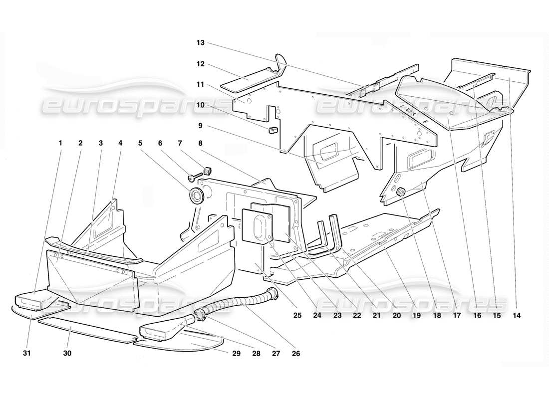 lamborghini diablo vt (1994) frame floor panels part diagram