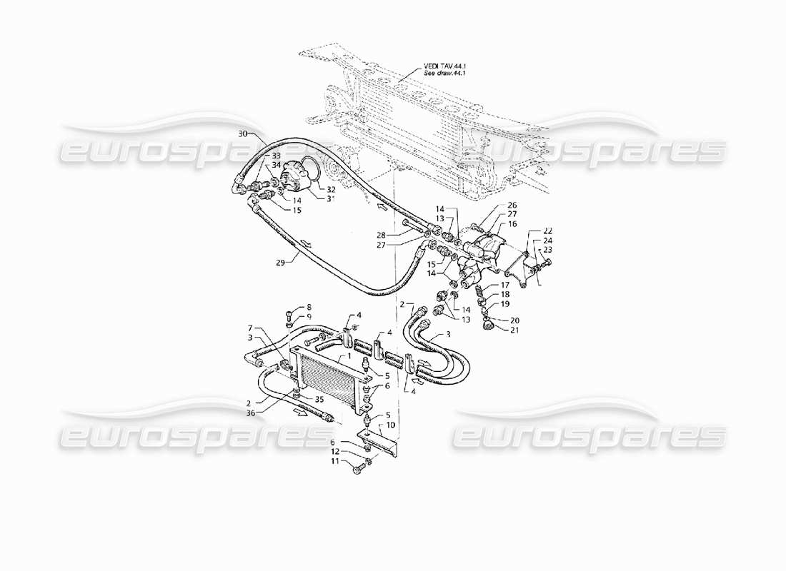 maserati qtp v8 (1998) engine oil cooling part diagram