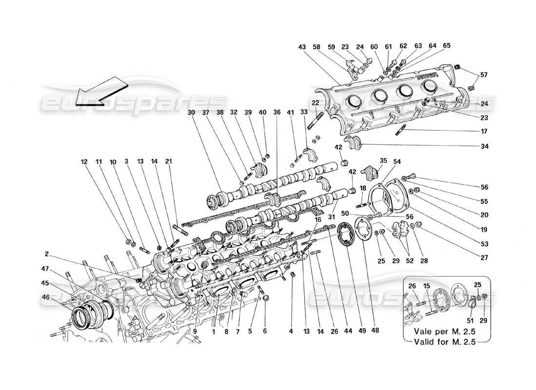 ferrari 348 (1993) tb / ts lh cylinder head parts diagram