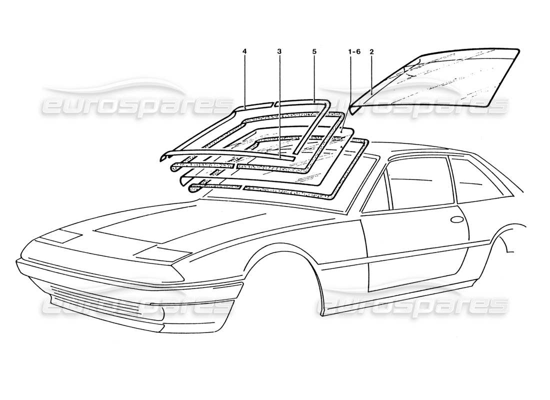 ferrari 400 gt / 400i (coachwork) front screen part diagram