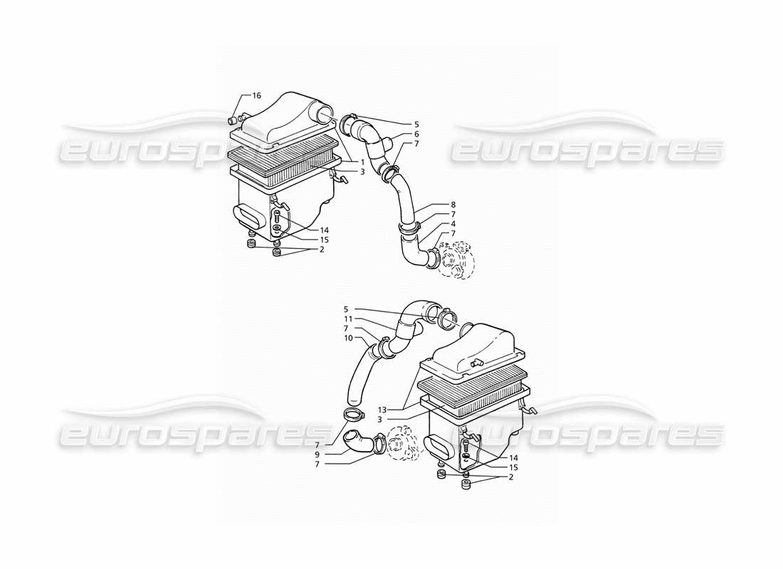 maserati ghibli 2.8 (abs) air filter and ducts part diagram