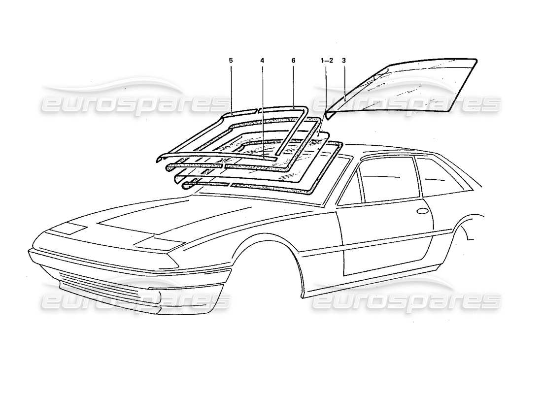 ferrari 412 (coachwork) front screen & trims part diagram