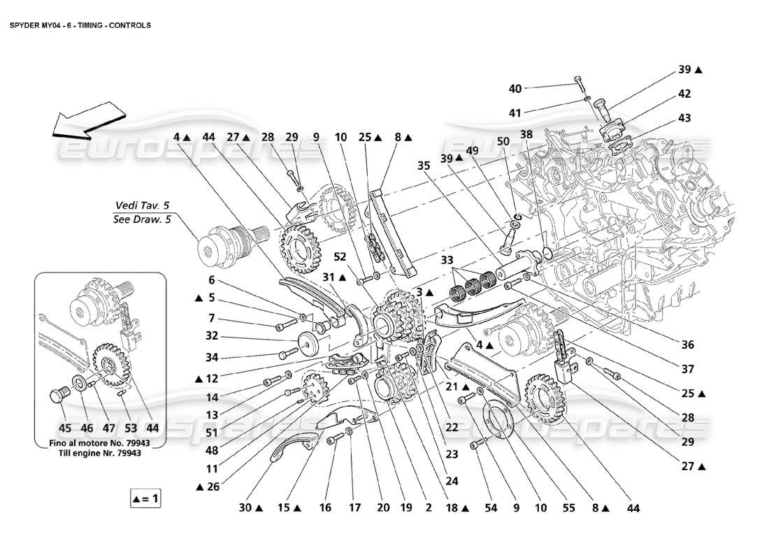 maserati 4200 spyder (2004) timing controls part diagram