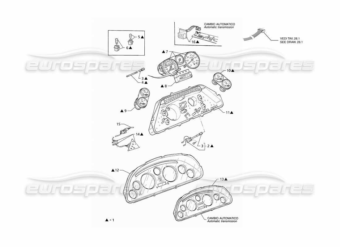 maserati qtp v6 (1996) borletti instrumentation parts diagram