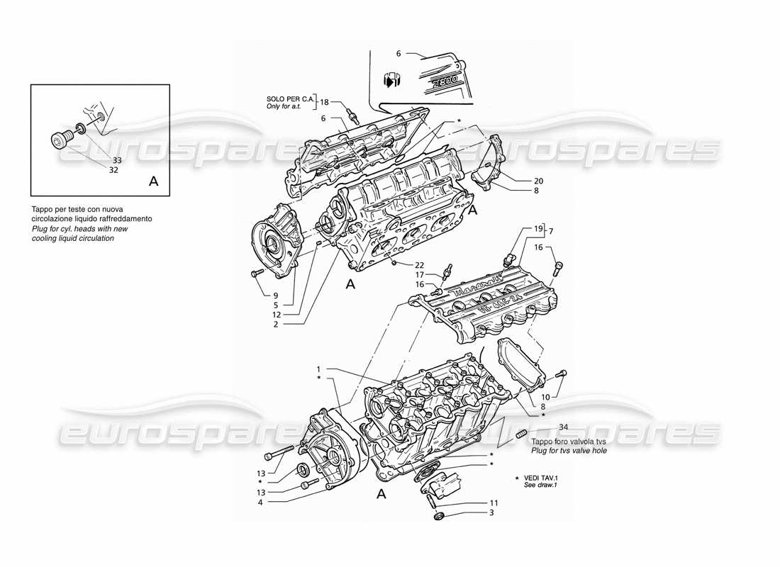 maserati qtp v6 (1996) cylinder heads parts diagram