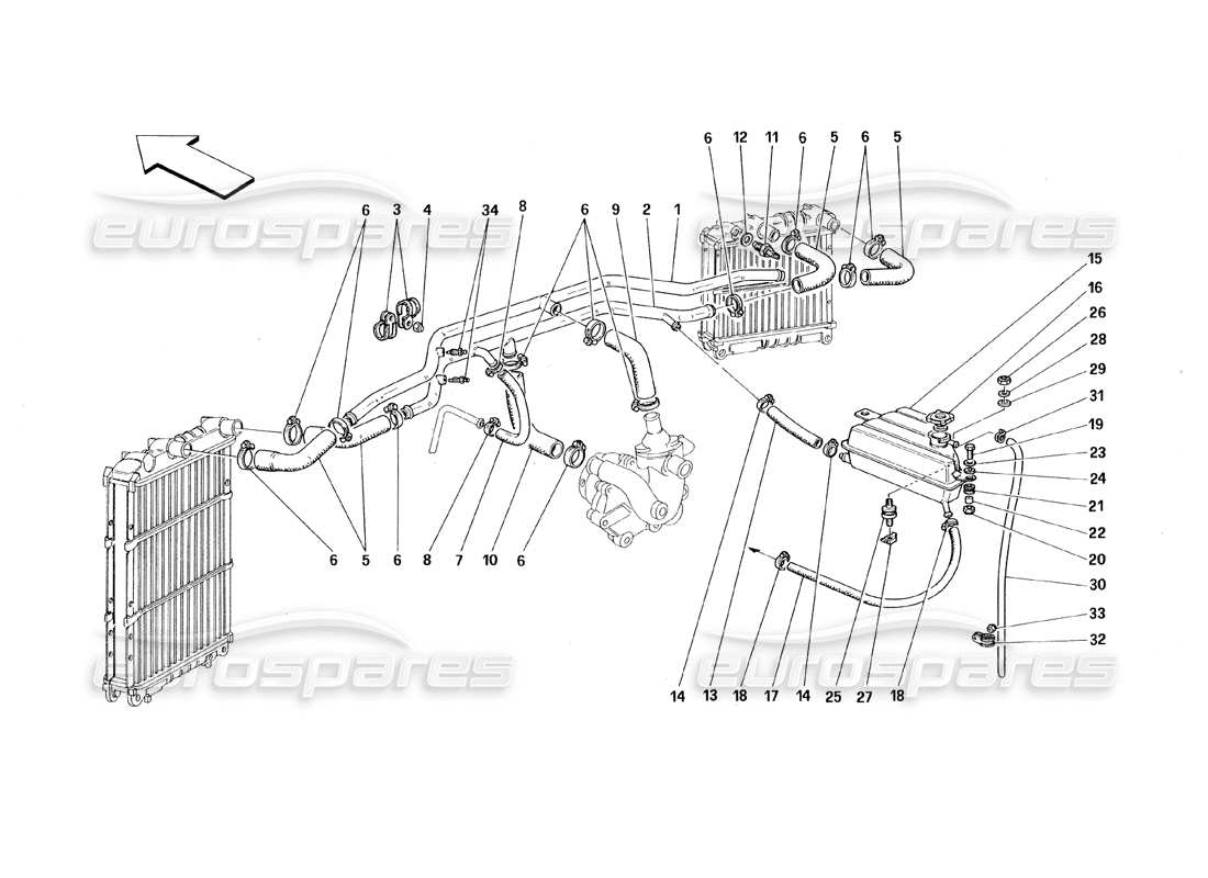 ferrari 348 (1993) tb / ts cooling system part diagram