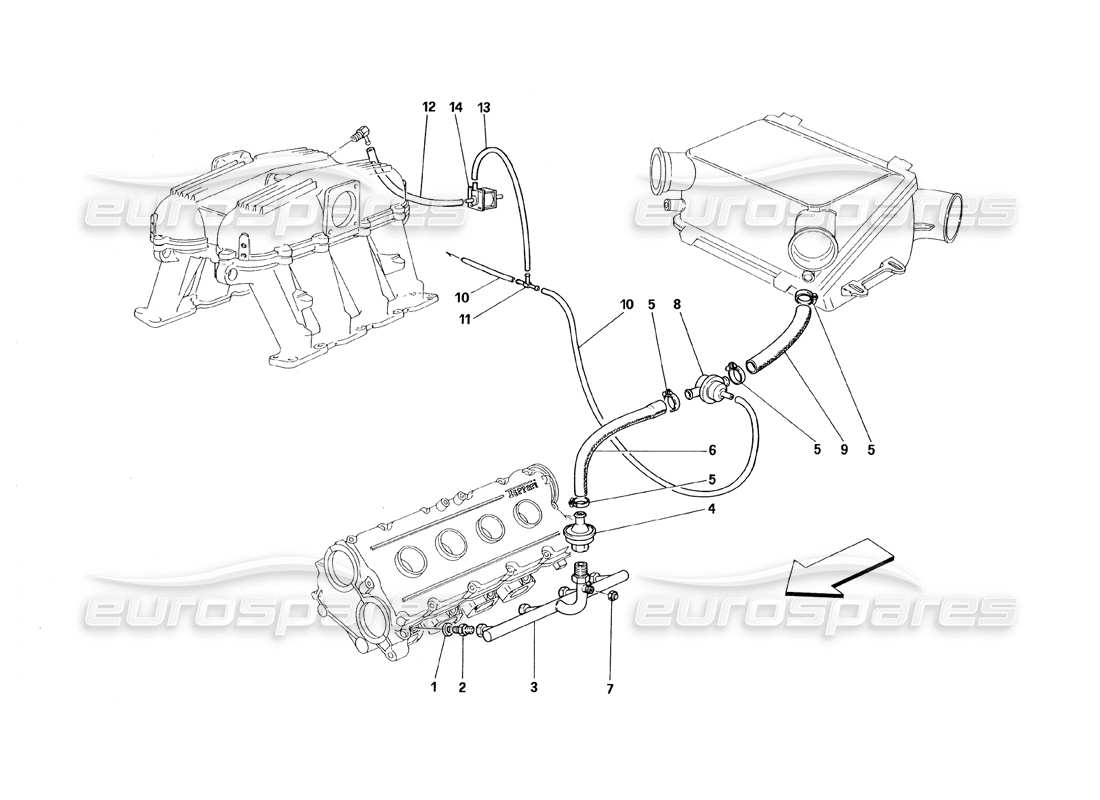 ferrari 348 (1993) tb / ts air injection device parts diagram