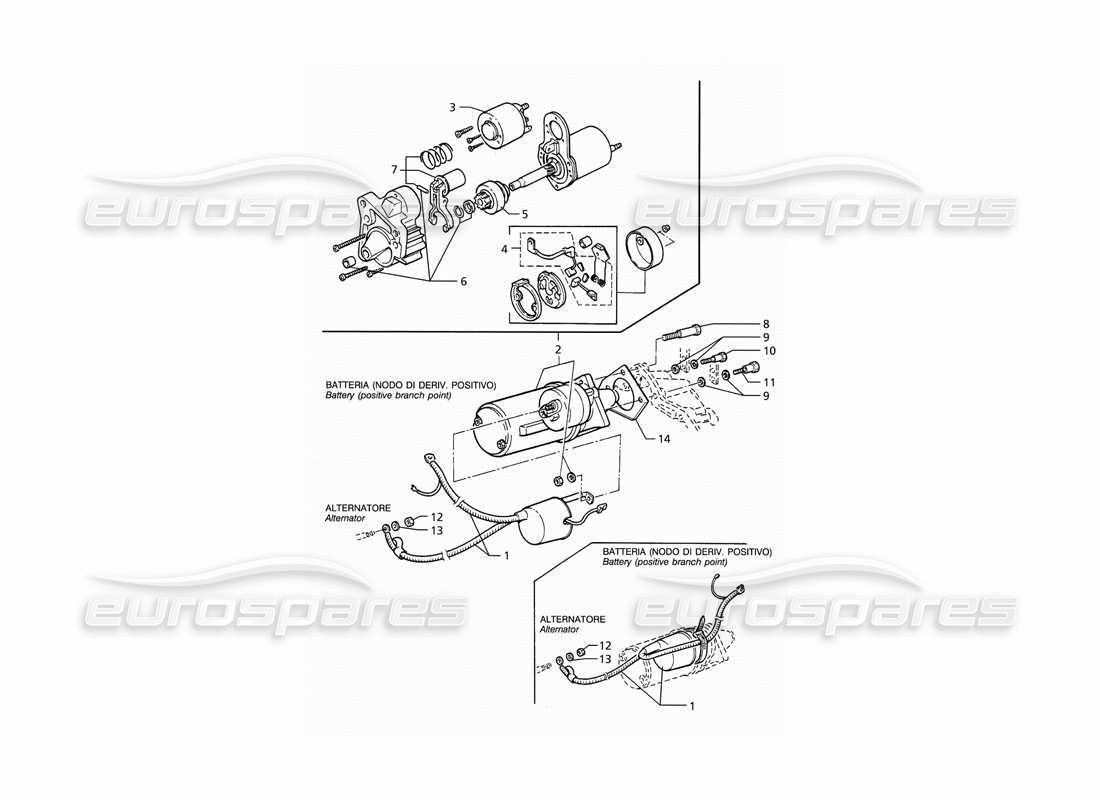 maserati ghibli 2.8 (abs) starting motor part diagram