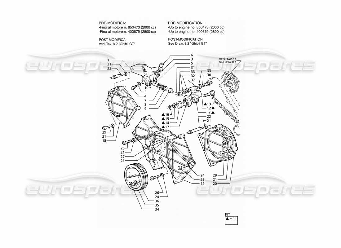 maserati ghibli 2.8 (abs) timing control part diagram