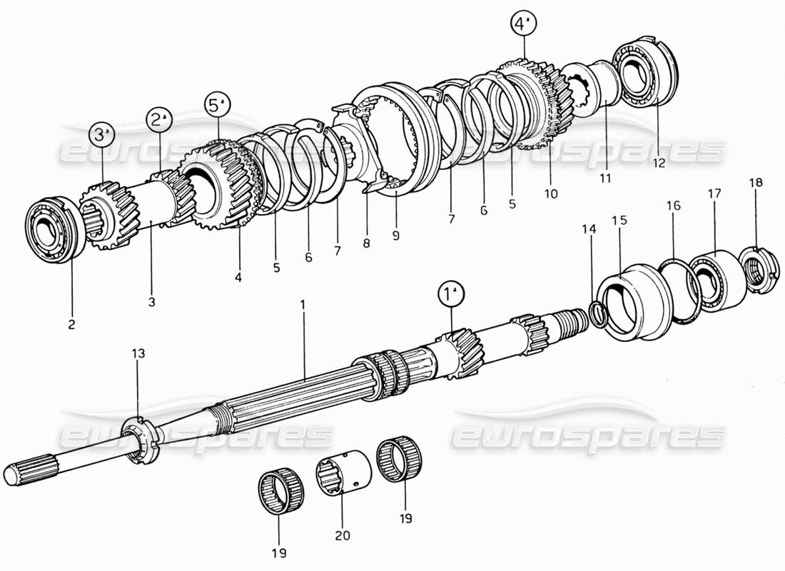 ferrari 206 gt dino (1969) output shaft gearing part diagram