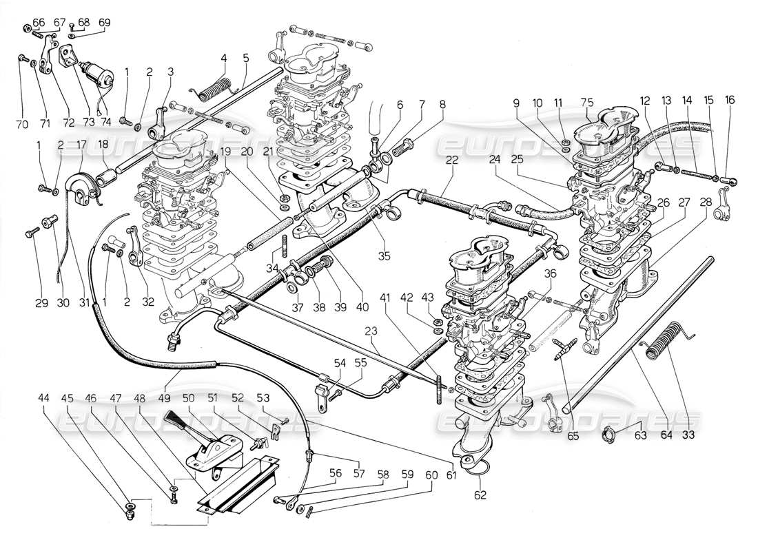 lamborghini jalpa 3.5 (1984) fuel system part diagram