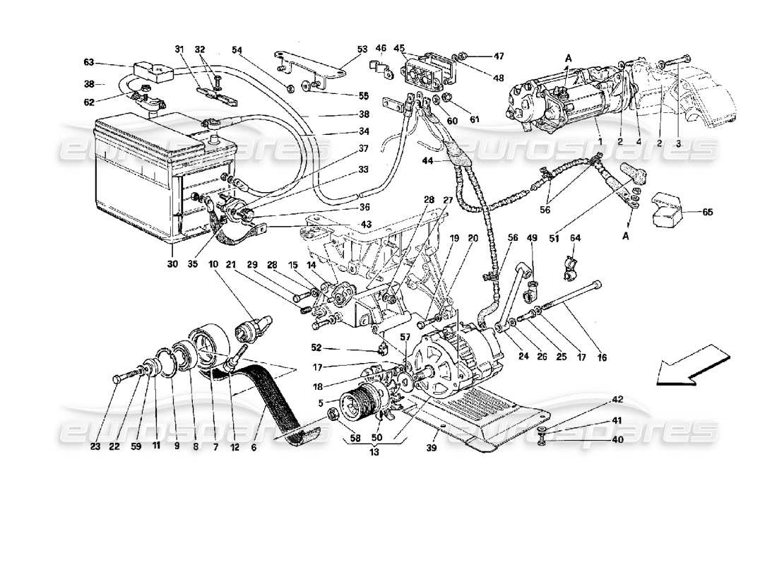 ferrari mondial 3.4 t coupe/cabrio electric generation system part diagram