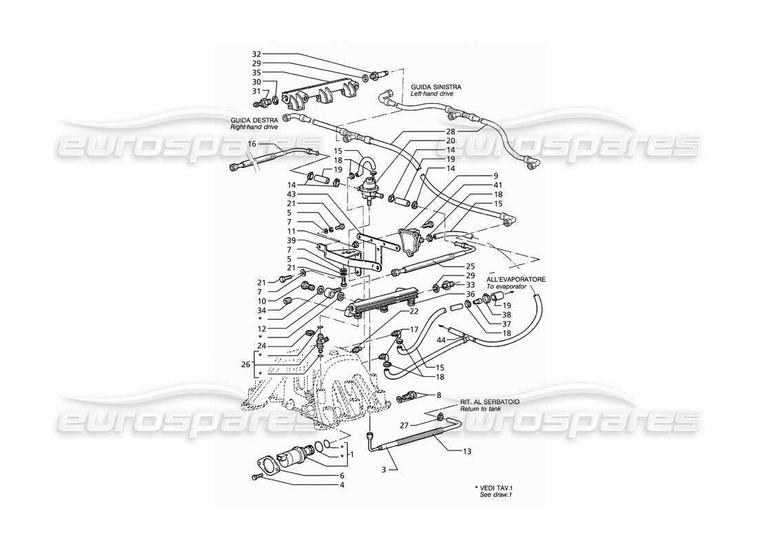 maserati ghibli 2.8 gt (variante) injection system accessories part diagram