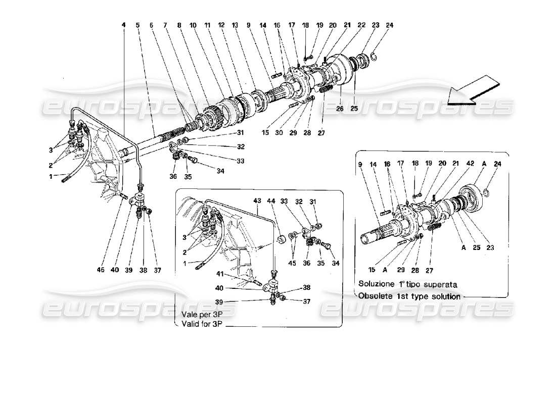 ferrari mondial 3.4 t coupe/cabrio clutch and controls part diagram