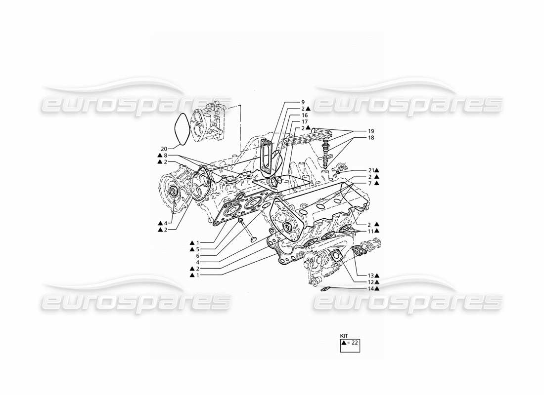 maserati ghibli 2.8 (abs) gaskets and seals for heads overhaul part diagram