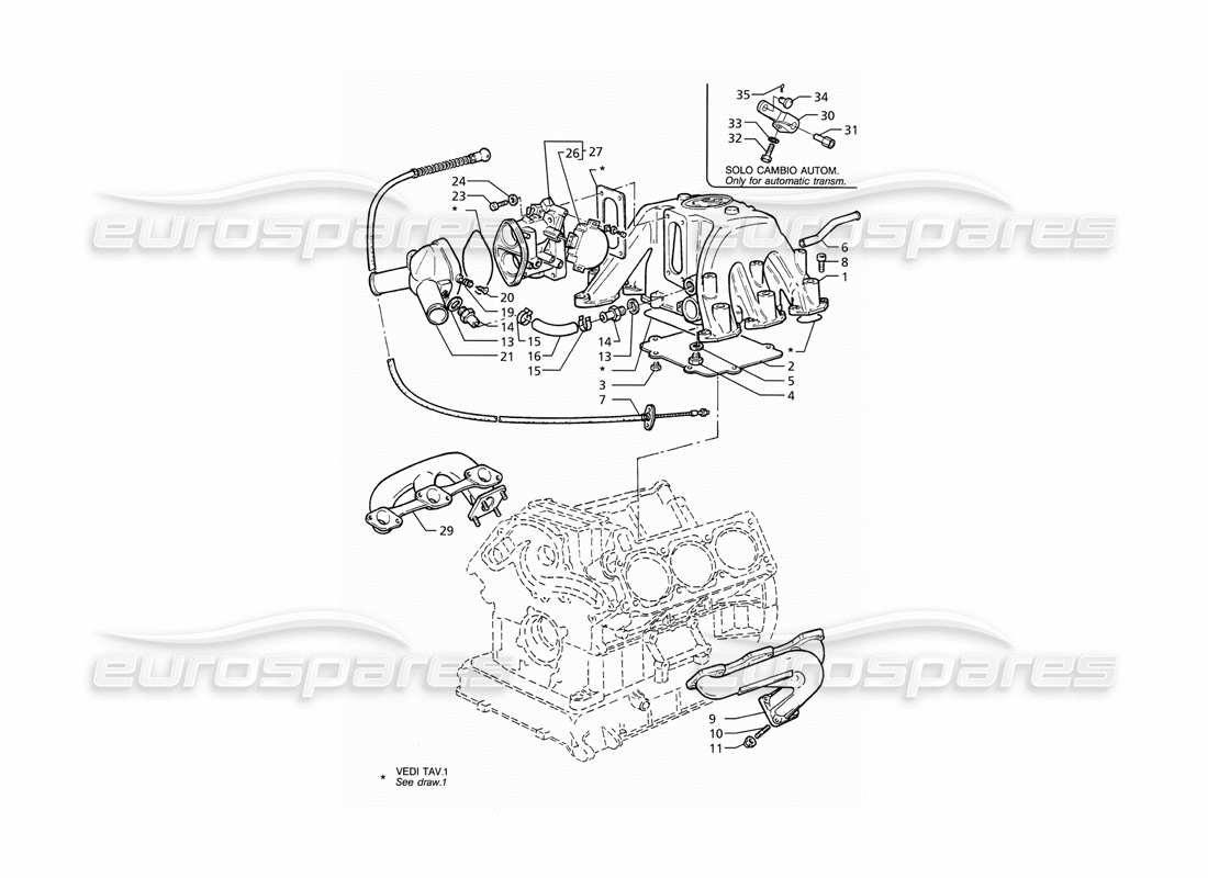 maserati ghibli 2.8 (abs) intake and exhaust manifold throttle valve body part diagram