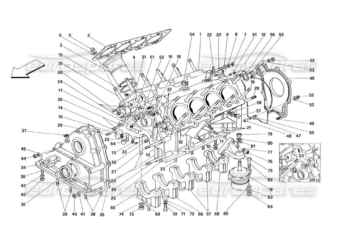 ferrari 348 (1993) tb / ts crankcase part diagram