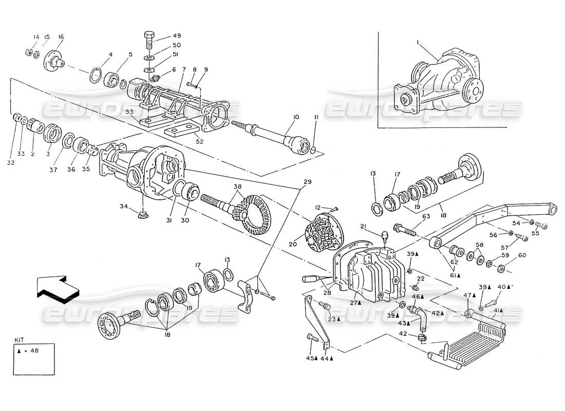 maserati ghibli 2.8 (non abs) differential with radiator part diagram