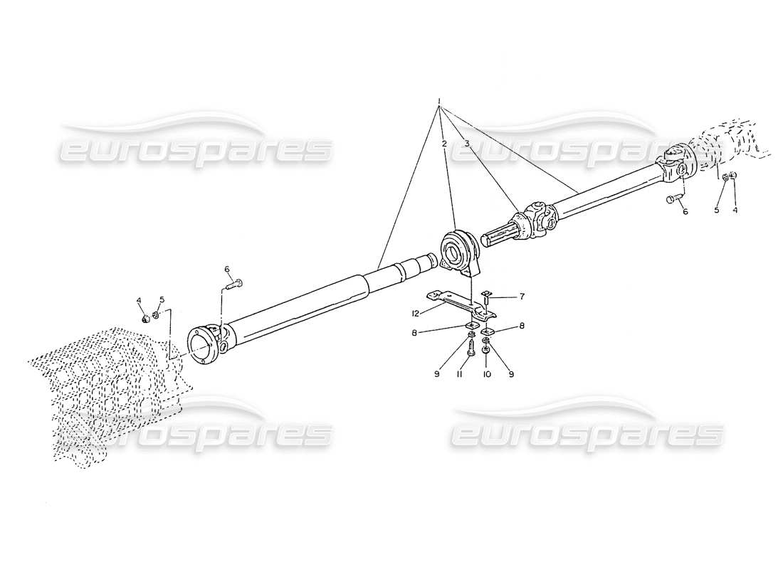 maserati ghibli 2.8 (non abs) propeller shaft part diagram