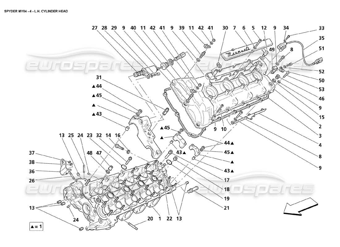 maserati 4200 spyder (2004) lh cylinder head part diagram