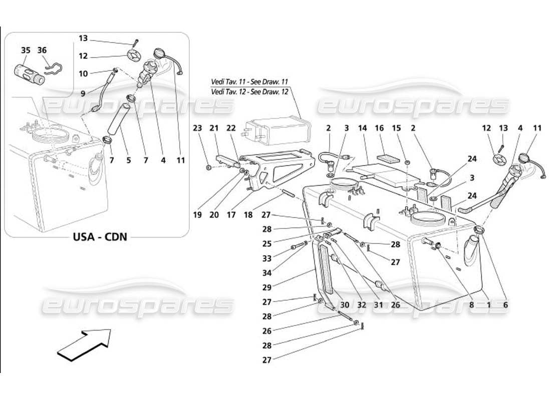 maserati 4200 coupe (2005) fuel tanks and union part diagram