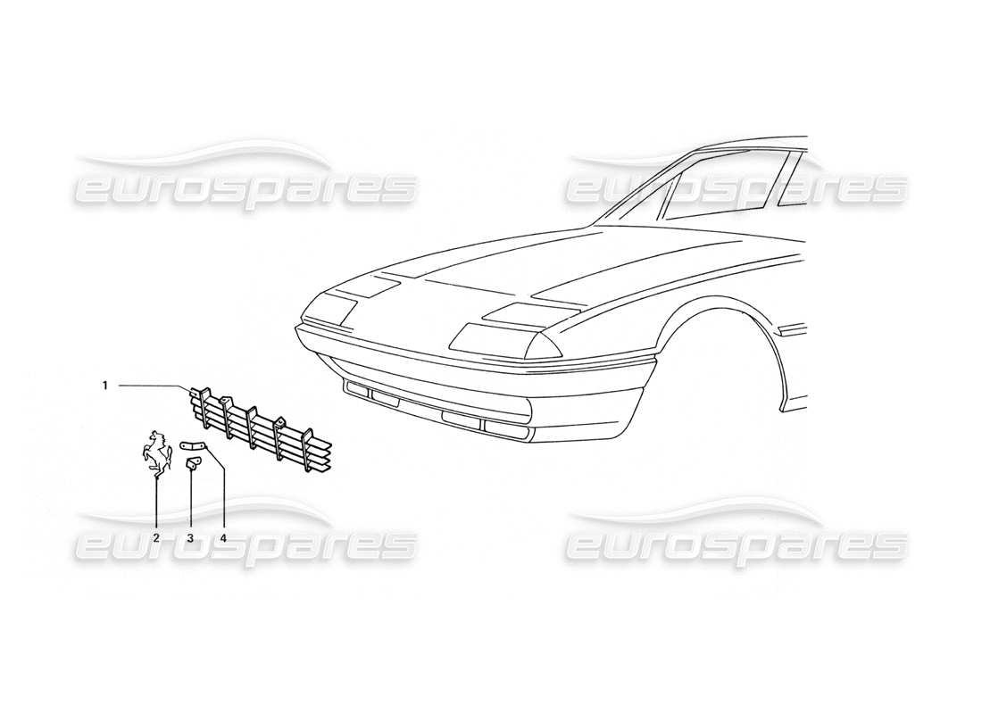 ferrari 412 (coachwork) front grill part diagram