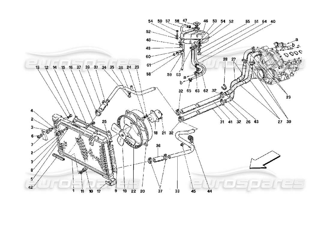 ferrari mondial 3.4 t coupe/cabrio cooling system part diagram