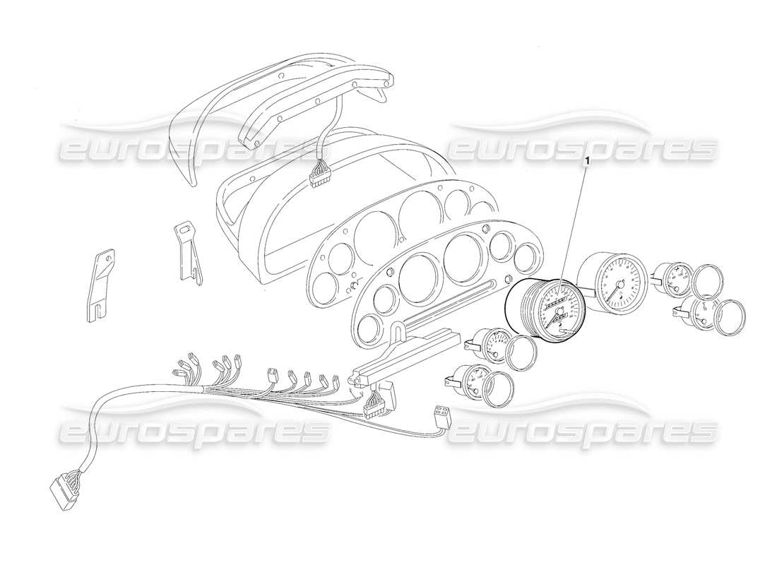 lamborghini diablo vt (1994) dashboard instruments - (valid for australia - rh d. version - april 1994) part diagram