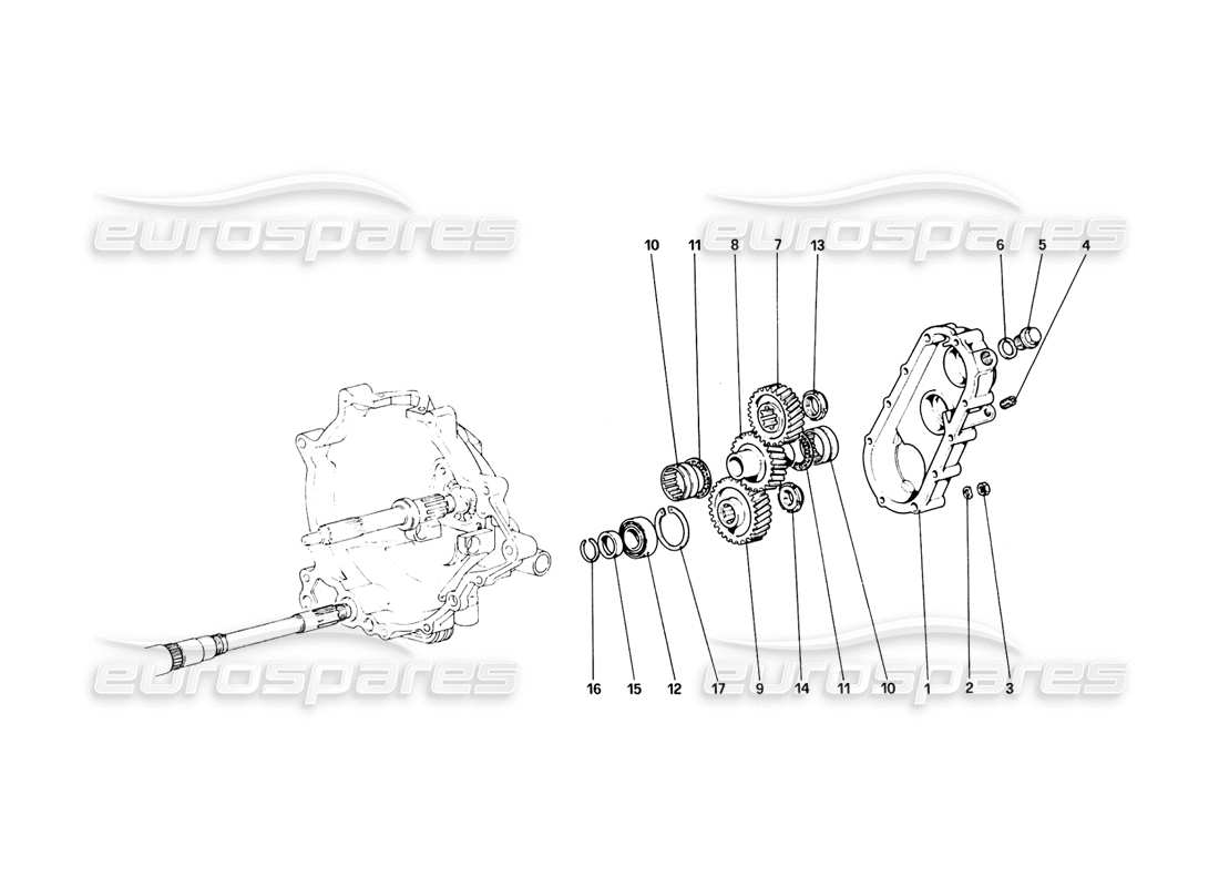 ferrari 308 quattrovalvole (1985) gearbox transmission part diagram