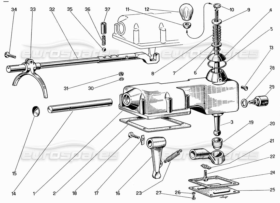 ferrari 330 gt 2+2 gearshift lever part diagram