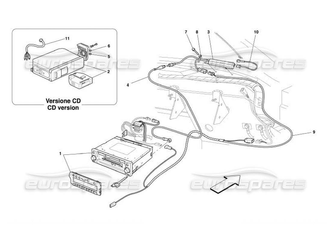 ferrari 550 barchetta stereo equipment part diagram