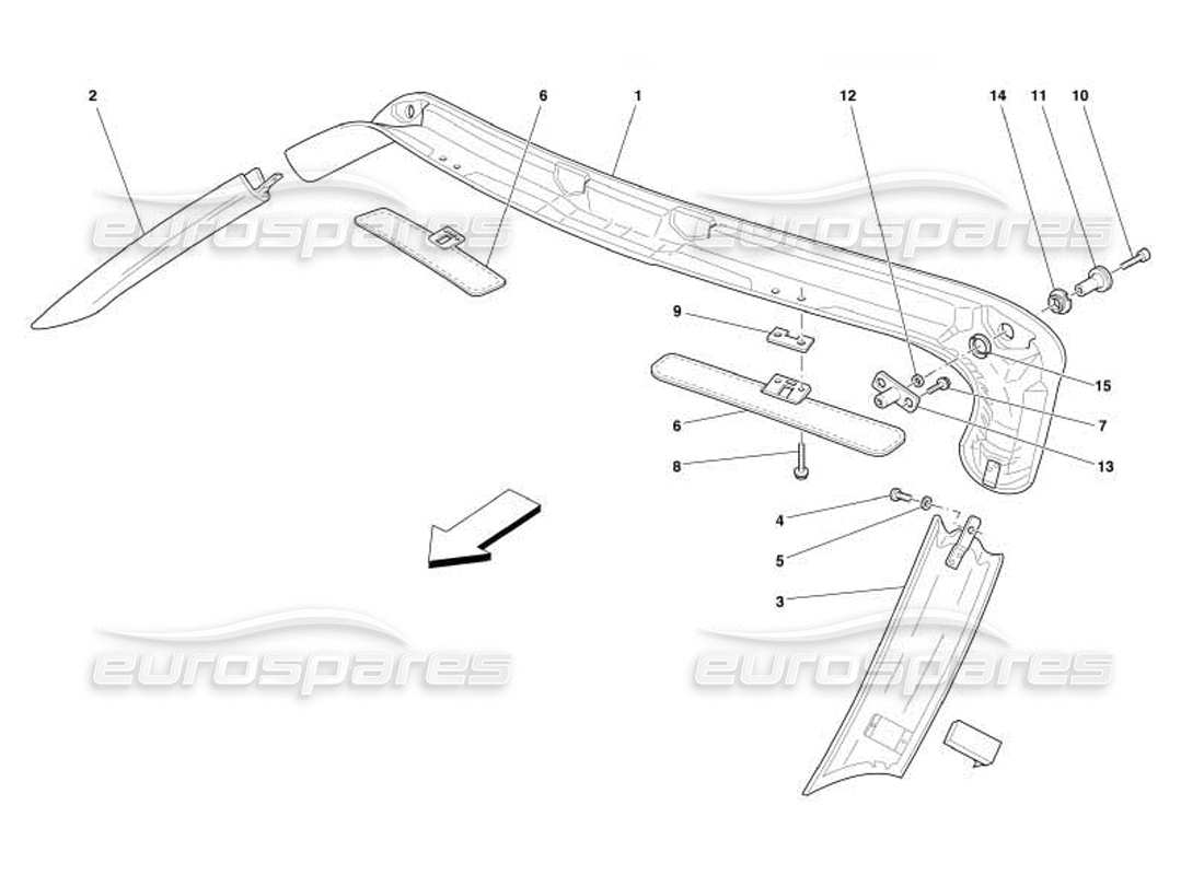 ferrari 550 barchetta roof panel upholstery and accessories part diagram