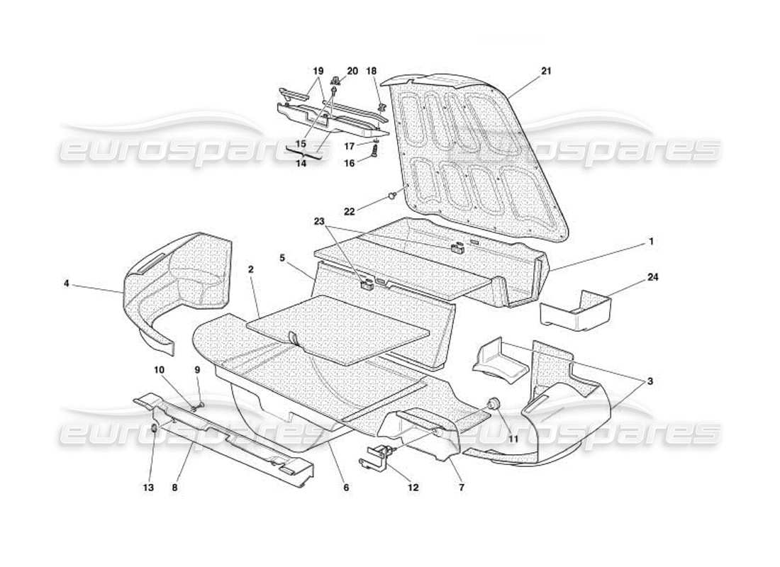 ferrari 550 barchetta boot upholstery part diagram