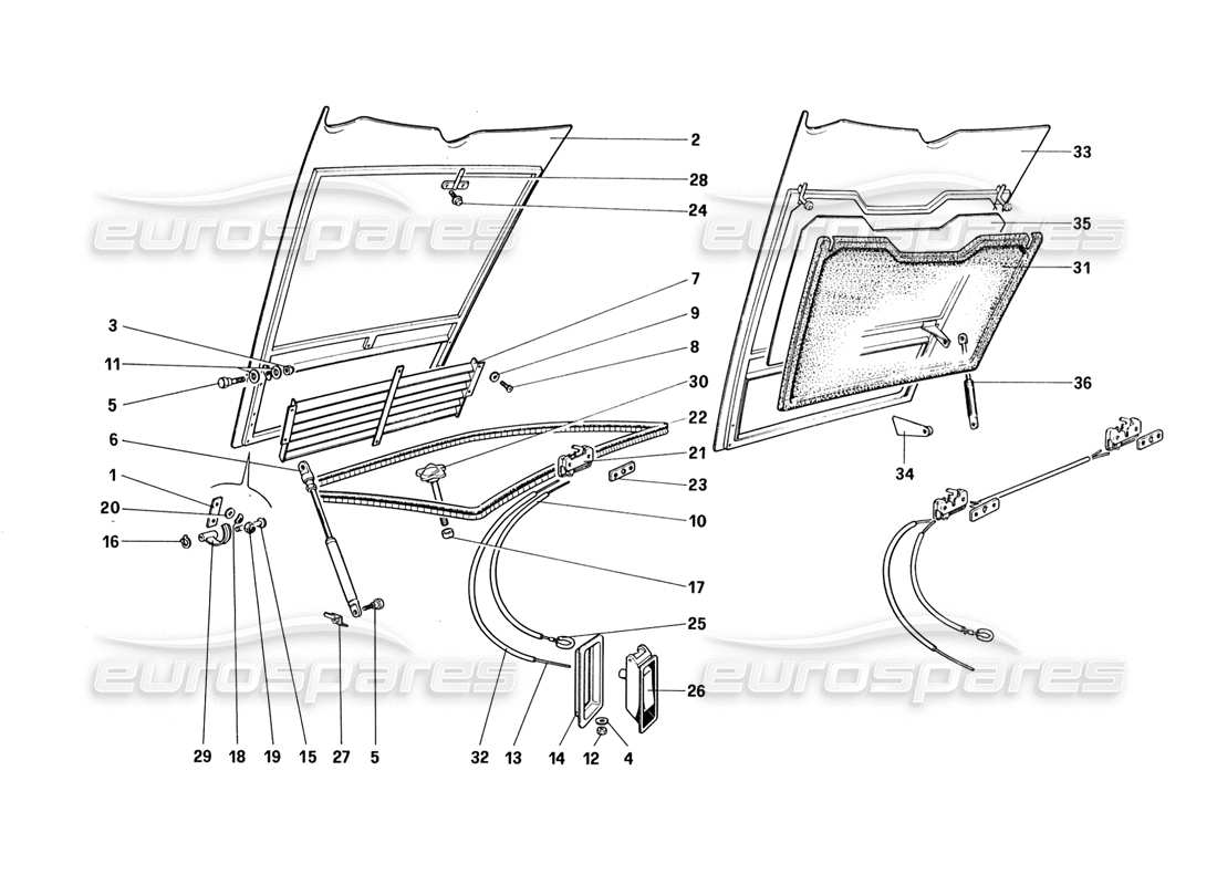 ferrari 328 (1988) front compartment lid part diagram