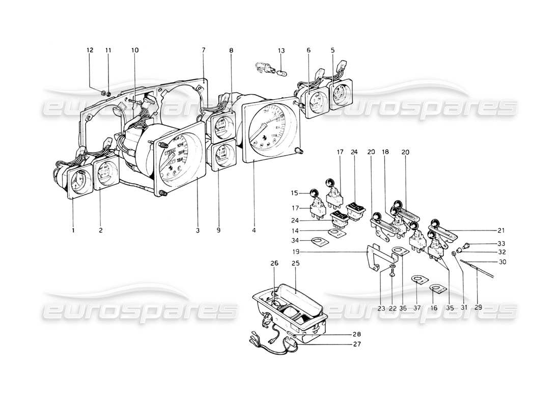 ferrari 512 bb instruments and accessories part diagram