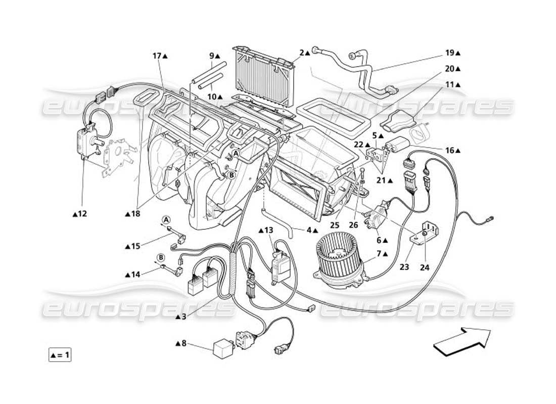 maserati 4200 spyder (2005) evaporator group part diagram