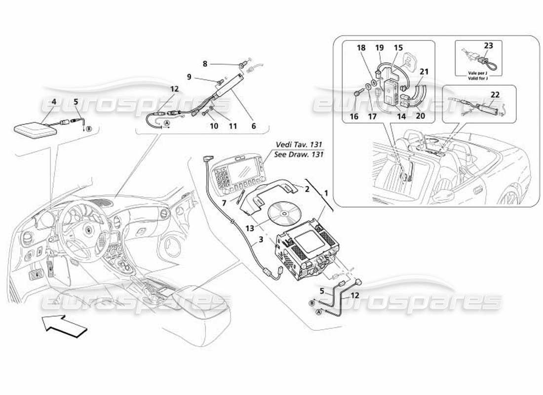 maserati 4200 spyder (2005) car stereo system part diagram