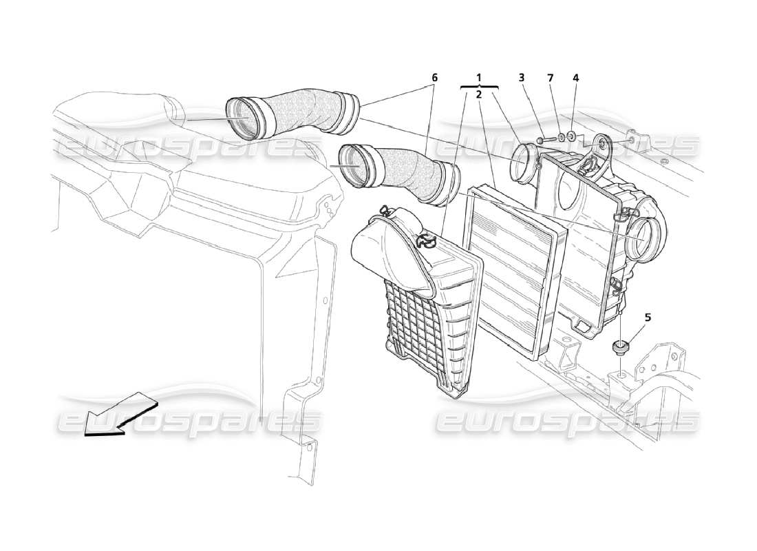 maserati qtp. (2006) 4.2 air filter, intake and conveyor part diagram