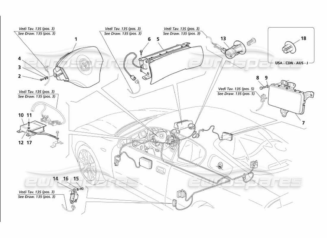 maserati 4200 coupe (2005) air-bag part diagram