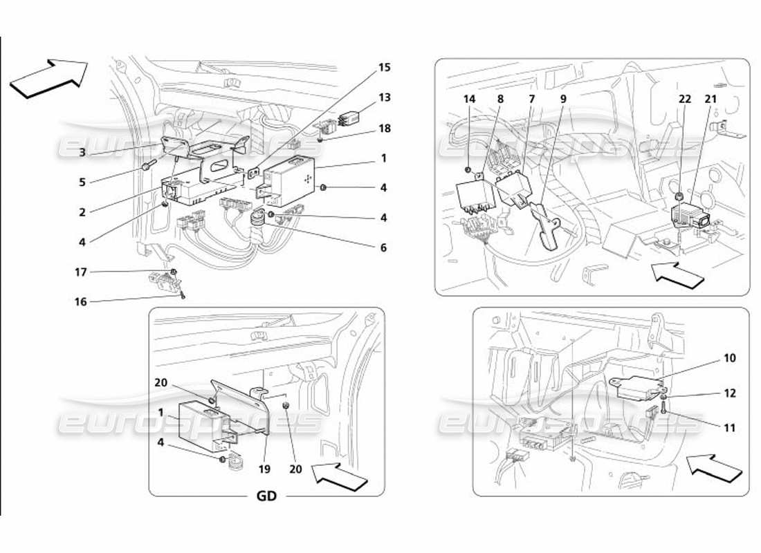 maserati 4200 coupe (2005) front passengers compartment control station part diagram