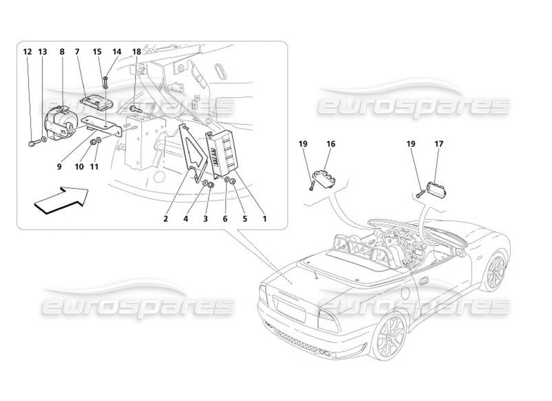 maserati 4200 spyder (2005) anti theft electrical boards and devices part diagram