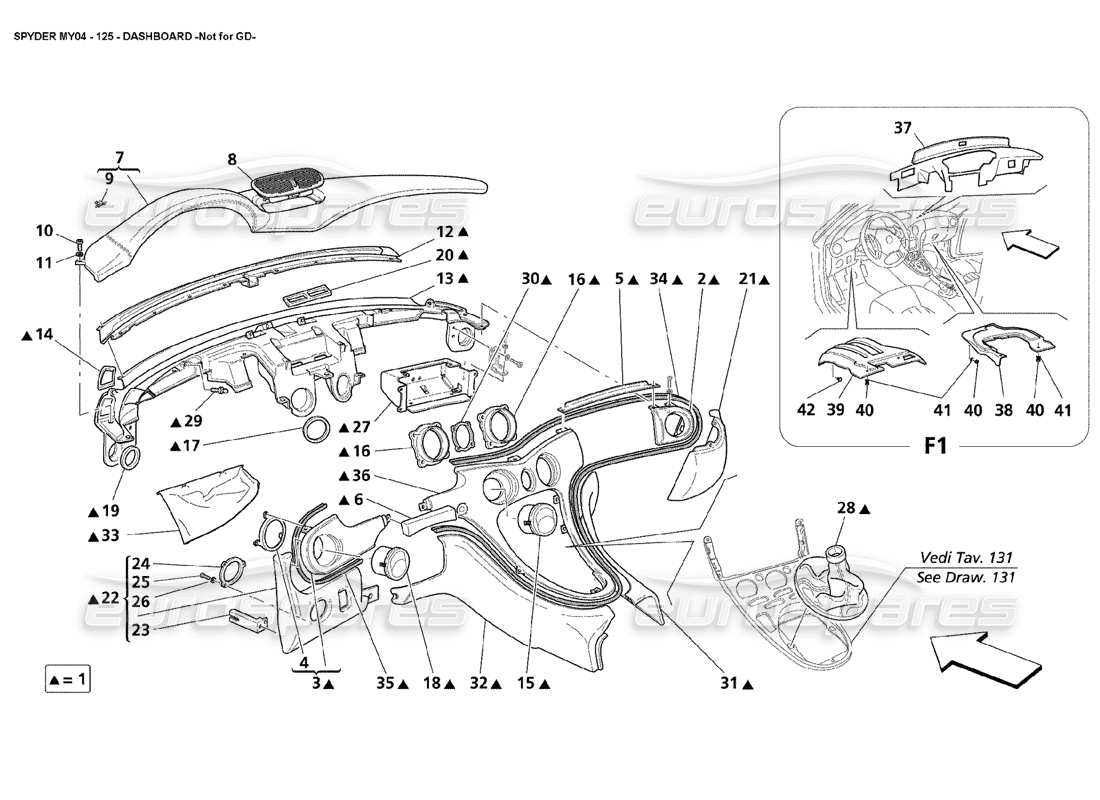 maserati 4200 spyder (2004) dashboard not for gd part diagram