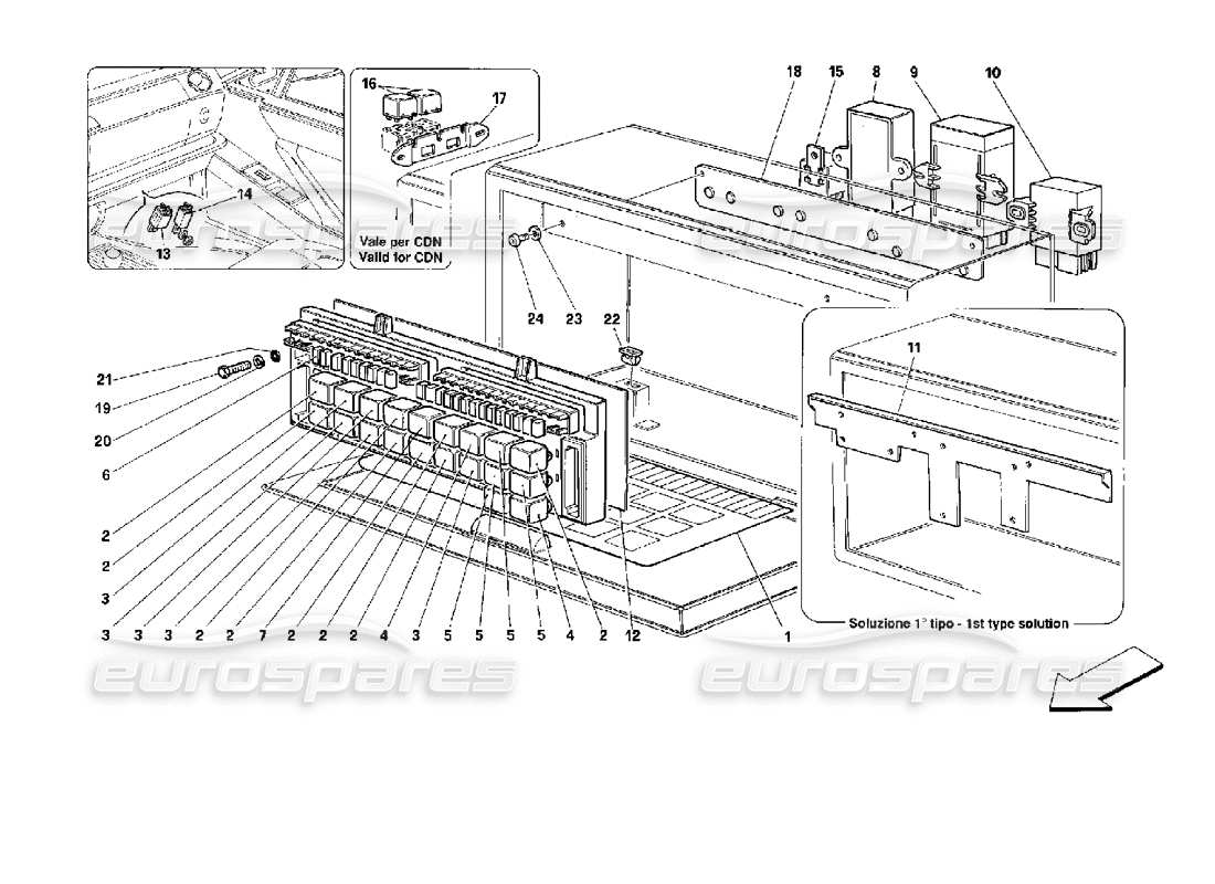 ferrari 512 tr valves and relays part diagram