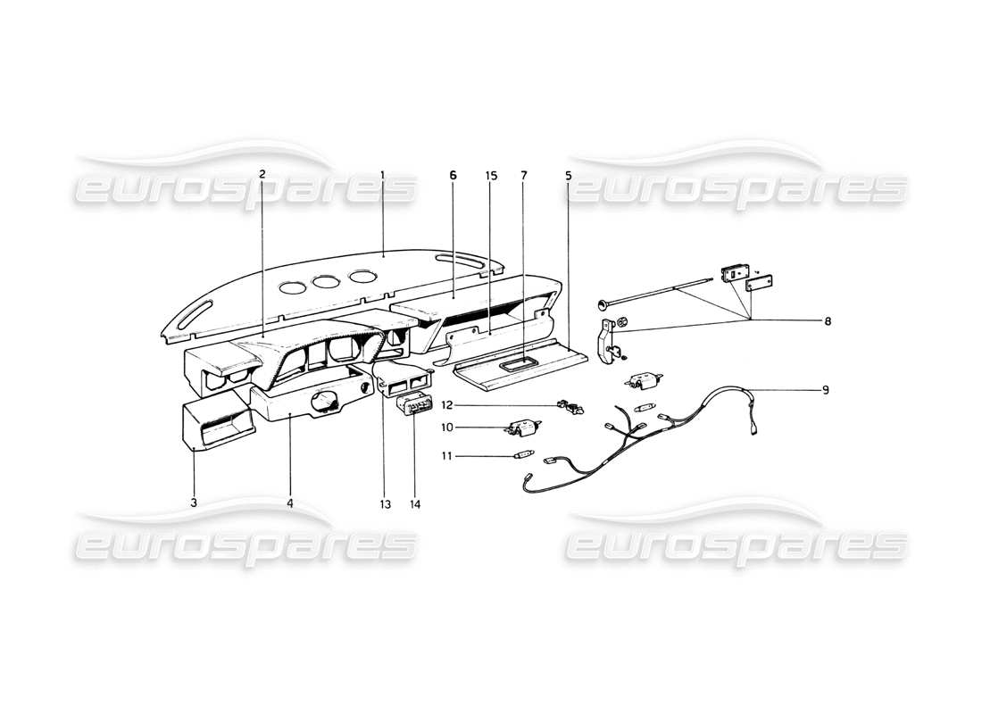 ferrari 512 bb instrument panel part diagram