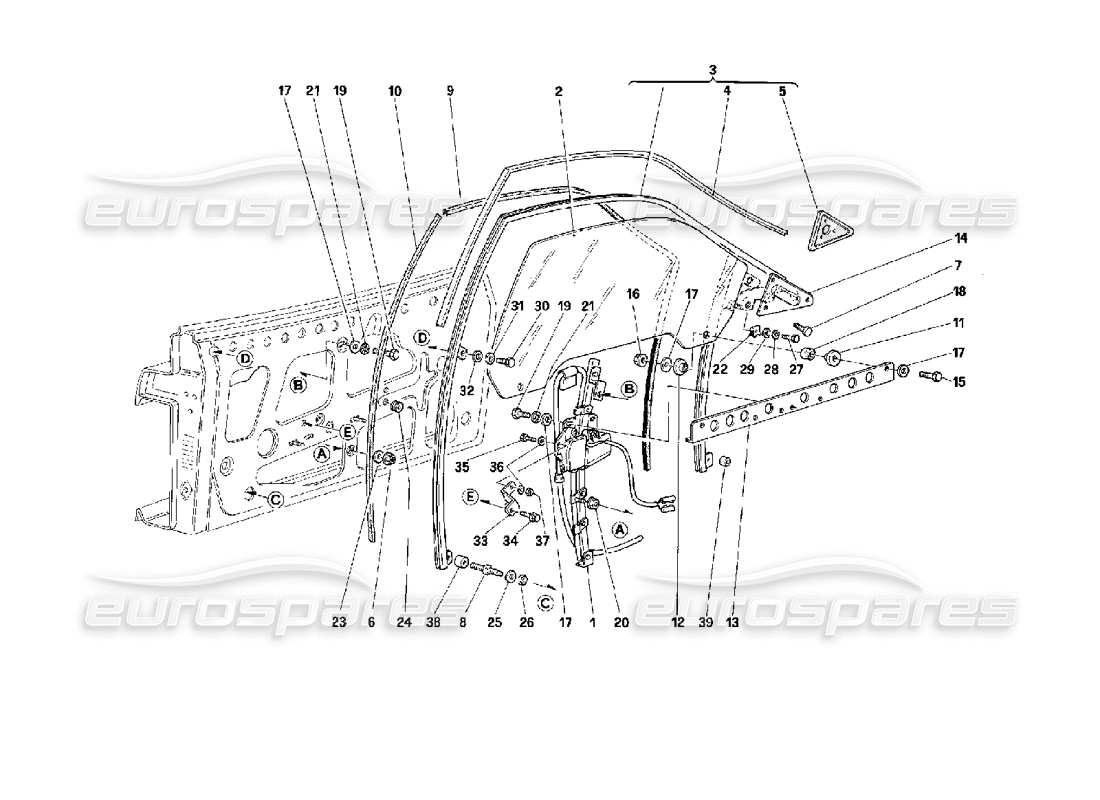 ferrari 512 tr door - power window part diagram