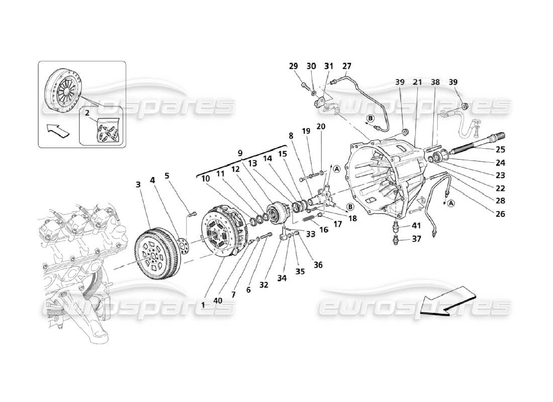 maserati qtp. (2006) 4.2 clutch disc & housing for f1 gearbox part diagram