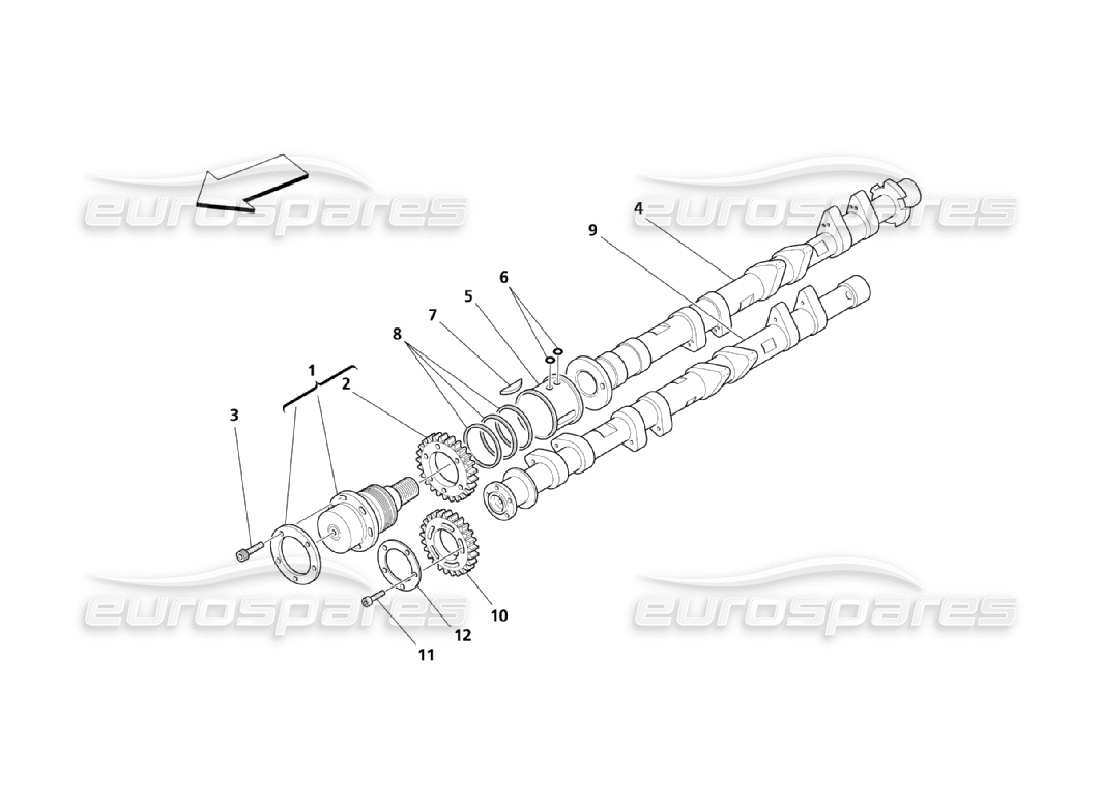 maserati qtp. (2006) 4.2 camshafts for rh cylinder head part diagram