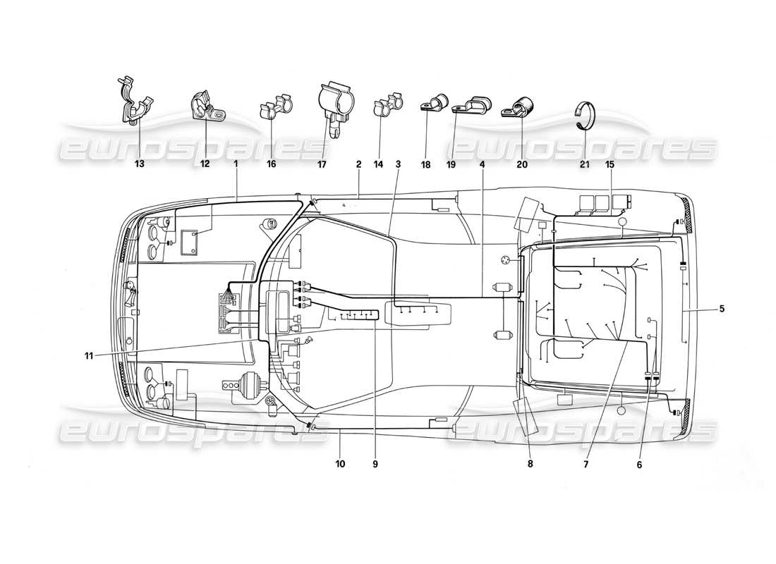 ferrari testarossa (1987) electric system part diagram